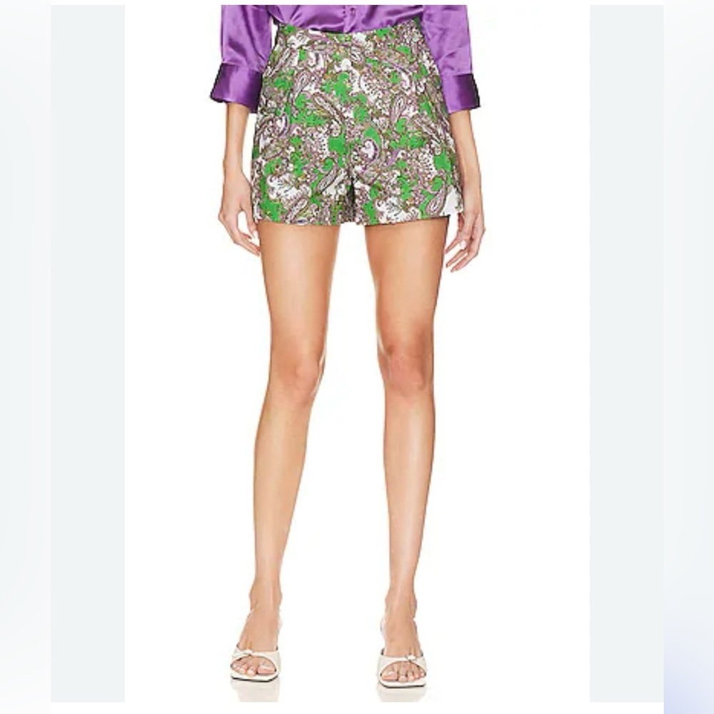 L’AGENCE -Vittoria Short in Grass Green Multi Small Paisley Women’s Size 8